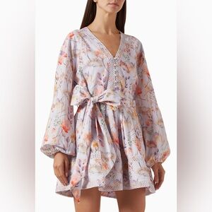 ELLIAT INES COTTON FLORAL EMBROIDERED TRIM LONG SLEEVE DRESS REVOLVE Lilac Pink